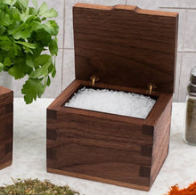 Load image into Gallery viewer, Salt Box - Solid Walnut, 100% Handmade, Brass Hinges