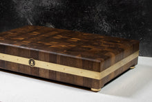 Load image into Gallery viewer, Giant Walnut Butcher Block with Brass Accents