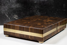 Load image into Gallery viewer, Giant Walnut Butcher Block with Brass Accents
