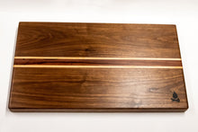 Load image into Gallery viewer, Walnut with stripes of Maple and Red Marblewood Cutting Board