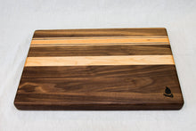 Load image into Gallery viewer, Walnut with stripes of Maple and Cherry Cutting Board