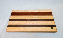 Load image into Gallery viewer, Maple with stripes of Walnut and Padauk Cutting Board