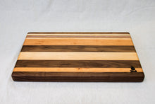 Load image into Gallery viewer, Walnut with stripes of Maple, Cherry and Purple Heart Cutting Board