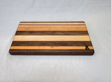 Load image into Gallery viewer, Walnut with stripes of Maple, Cherry and Purple Heart Cutting Board