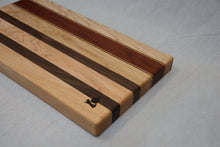 Load image into Gallery viewer, Maple with stripes of Walnut and Padauk Cutting Board