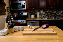 Load image into Gallery viewer, Maple with stripes of Cherry and Purple Heart Cutting Board