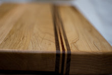 Load image into Gallery viewer, Maple with stripes of Walnut and Padauk Cutting Board or Butcher Block