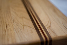 Load image into Gallery viewer, Maple with stripes of Walnut and Padauk Cutting Board or Butcher Block