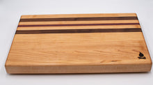 Load image into Gallery viewer, Maple with stripes of Walnut, Cherry, and Purple Heart Cutting Board