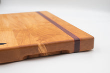 Load image into Gallery viewer, Maple with stripes of Cherry and Purple Heart Cutting Board