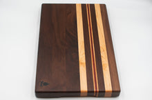 Load image into Gallery viewer, Walnut with stripes of Maple and Padauk Cutting Board