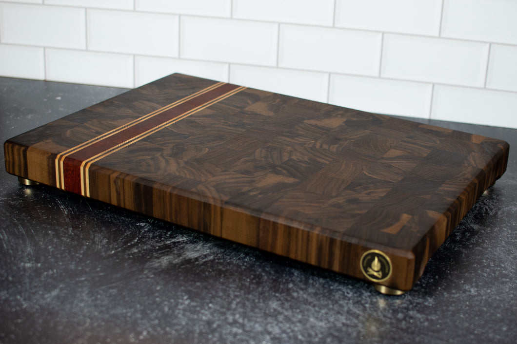 A Gift of Wood Wooden Cutting Boards - Moonscape Design | Black Walnut and Oak | Wisconsin Made