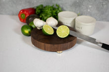Load image into Gallery viewer, Small Round Butcher Block Cutting and Charcuterie Board
