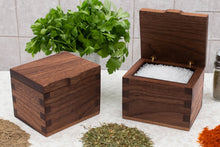Load image into Gallery viewer, Salt Box - Solid Walnut, 100% Handmade, Brass Hinges
