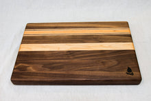 Load image into Gallery viewer, Walnut with stripes of Maple and Cherry Cutting Board

