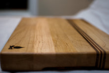Load image into Gallery viewer, Maple with stripes of Walnut and Padauk Cutting Board or Butcher Block

