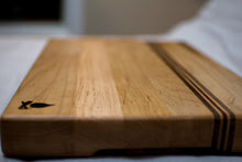 Load image into Gallery viewer, Maple with stripes of Walnut and Padauk Cutting Board or Butcher Block
