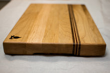 Load image into Gallery viewer, Maple with stripes of Walnut and Padauk Cutting Board or Butcher Block

