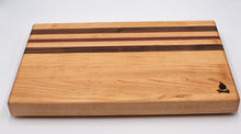 Load image into Gallery viewer, Maple with stripes of Walnut, Cherry, and Purple Heart Cutting Board
